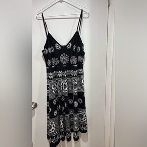 Magic Women’sBlk/ Wht Sundress-Geometric PrintAdjustable Spaghetti Straps Sz XL